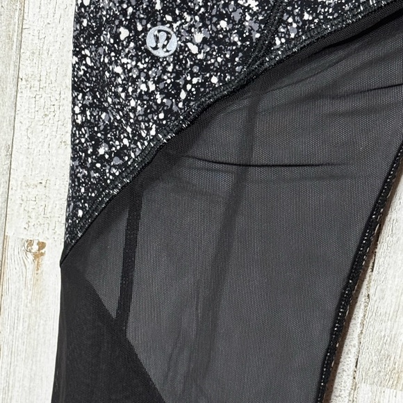 Lululemon Pace Rival Crop Marathon Leggings Mesh Black & White Speckle‎ - Picture 3 of 5